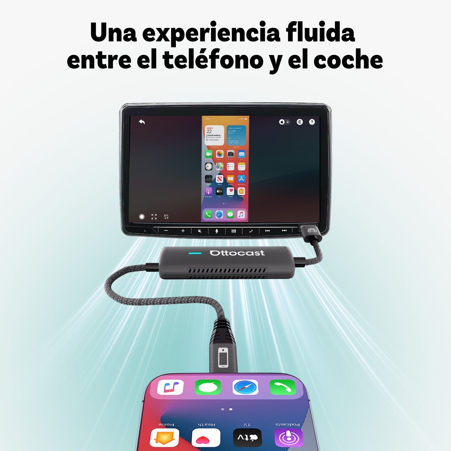 Ottocast® Mirror Touch adaptador CarPlay inalámbrico
