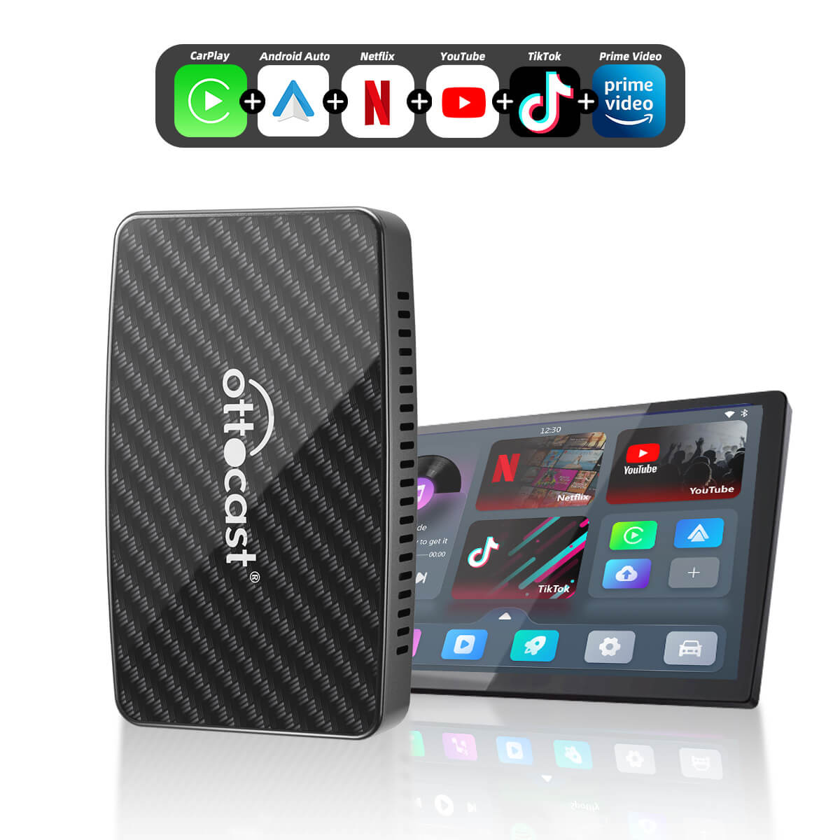 Play2Video Pro adaptador CarPlay/ Android Auto inalámbrico con YouTube y Netflix