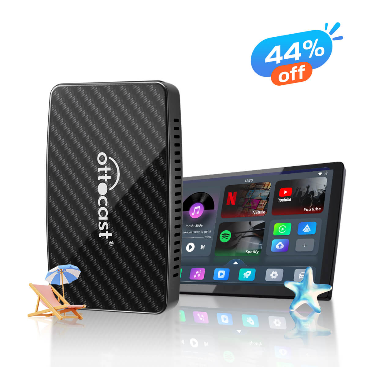 Play2Video Pro adaptador CarPlay/ Android Auto inalámbrico con YouTube y Netflix