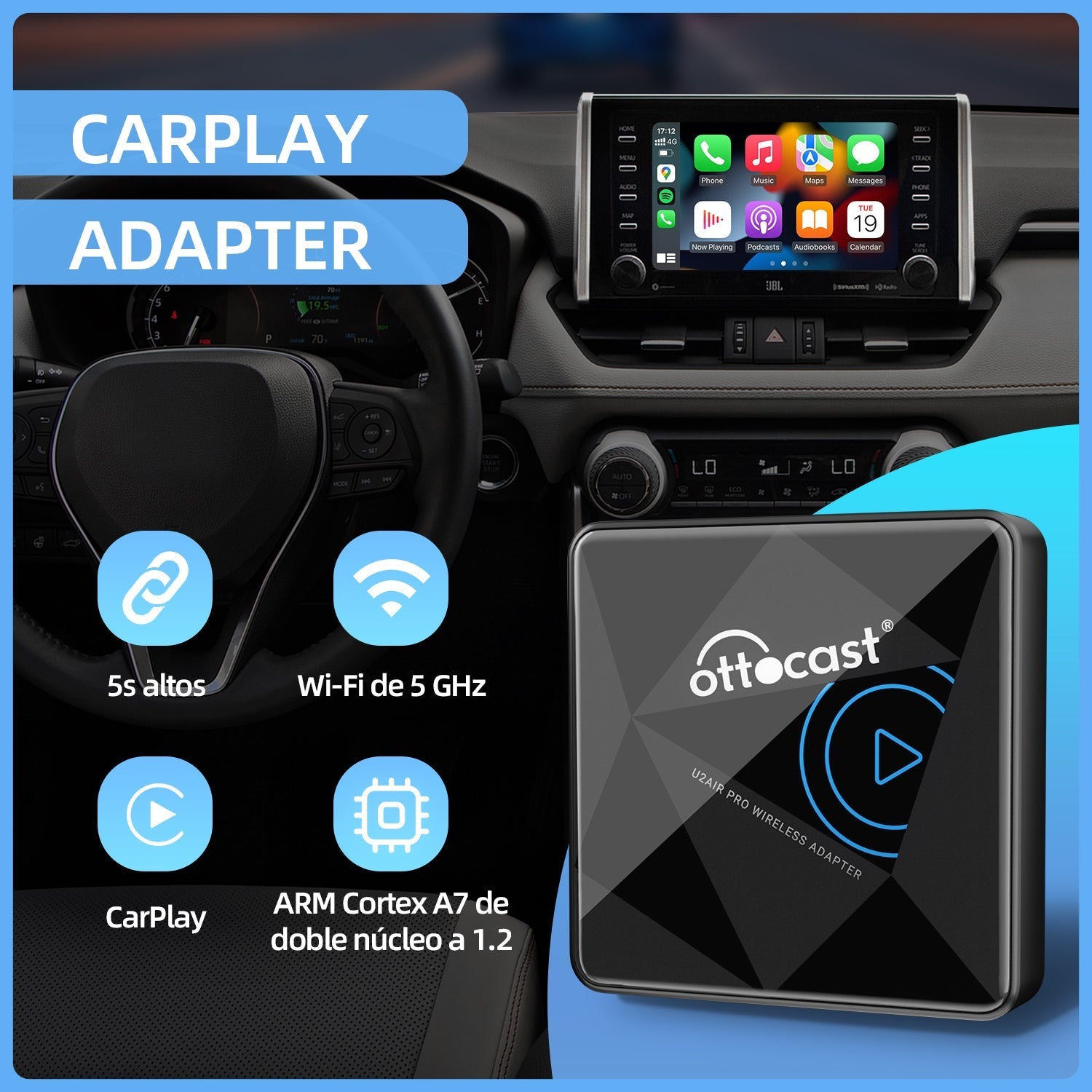 Ottocast® U2AIR Pro adaptador apple carplay inalámbrico