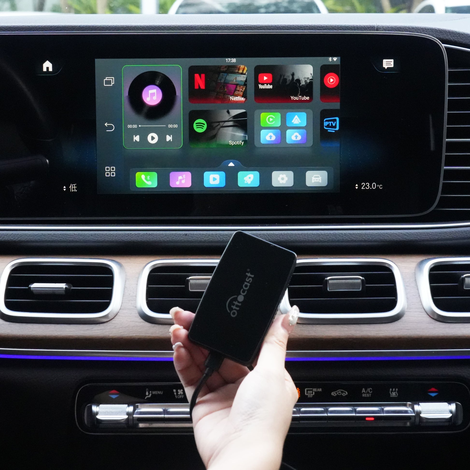 Play2Video Pro adaptador CarPlay/ Android Auto inalámbrico con YouTube y Netflix