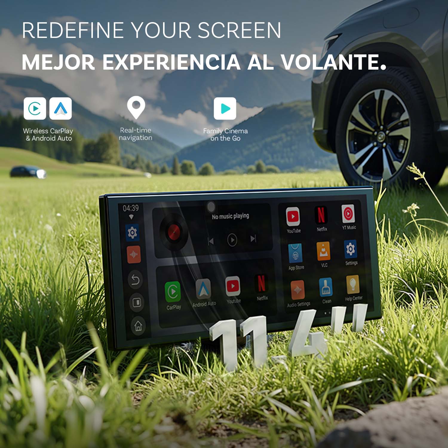 Ottocast® Screen Flow Apple CarPlay y Android Auto inalámbricos