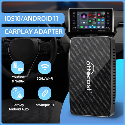 Play2Video Pro adaptador CarPlay/ Android Auto inalámbrico con YouTube y Netflix
